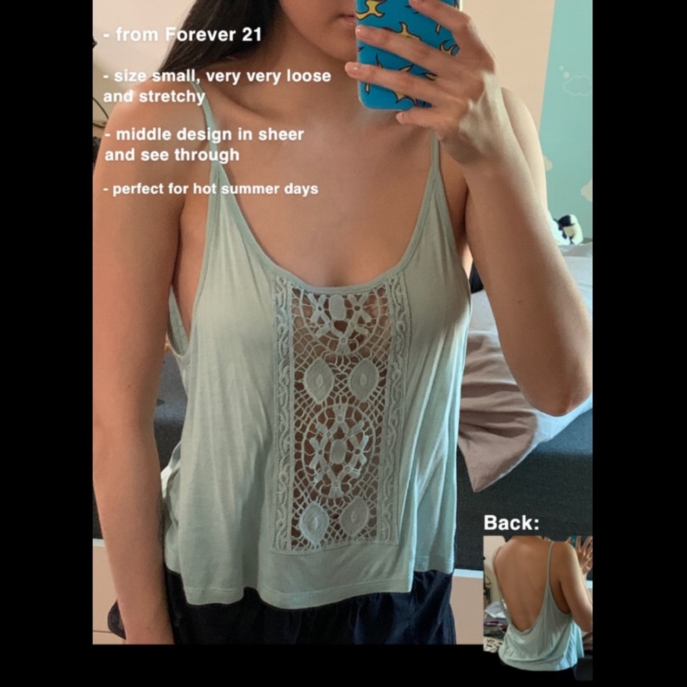 Forever21 mint blue sheer tank top